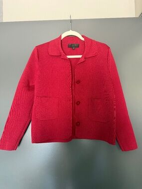 Red knit button front jacket cardigan